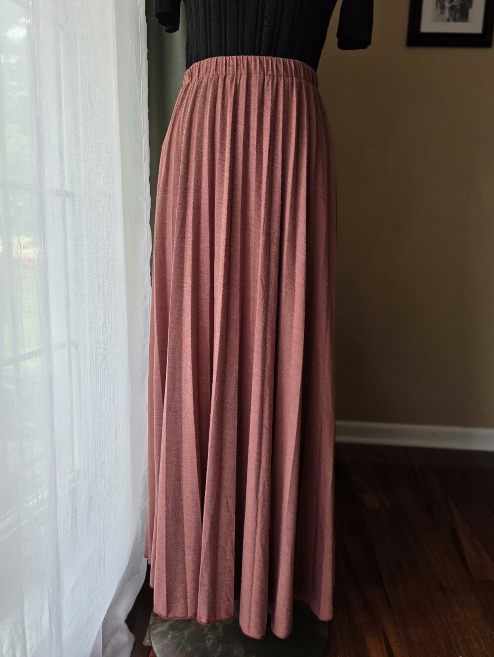 Pleated Maxi Skirt Dusty Rose Pink Boho Casual Women's US M Atmosphere Primark